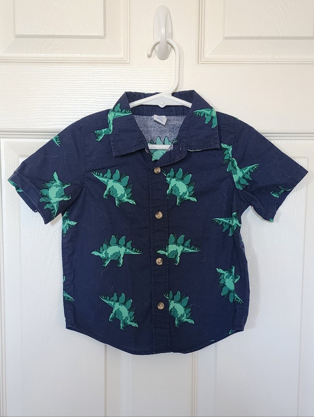Old Navy Kids Navy Shirt with Green Dinosaur Print